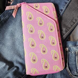 Vera Bradley Travel Wallet/Oraganizer in Bermuda Pink/Green
